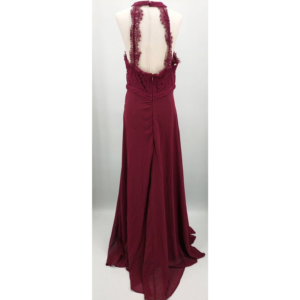 LULU'S SZ S Dance All Evening Burgundy Lace Maxi Long Gown Dress NEW B120 - Picture 4 of 10